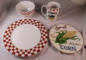 1 Farm Fresh Place Setting   Corn, Blueberries, Tomato   Home Trends Stoneware   - Picture 1 of 5