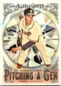 2022 Topps Allen & Ginter #PAG-2 Warren Spahn lancia una gemma - Foto 1 di 1
