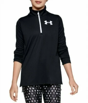 Under Armour Girl's Tech ½ Zip Long Sleeve Black Shirt - MEDIUM - NWT MSRP$35.00 - Image 1 of 4