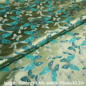 Brocado Damasco Tela Satinada Paño Estampado Mariposa para Cheongsam Han Ropa Rojo - Imagen 1 de 14