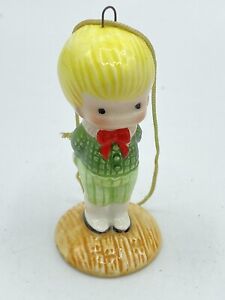 Joan Walsh Anglund Ceramic Christmas Ornament Boy With Bow Tie 1976 Wolfpit