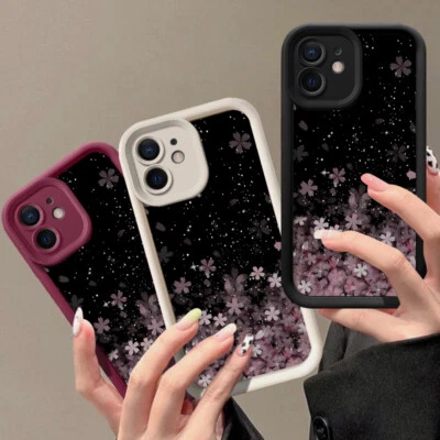 For iPhone 16 15 14 13 Pro Max 12 Gradient Cherry Blossom Shockproof  Case Cover - Image 1 of 4