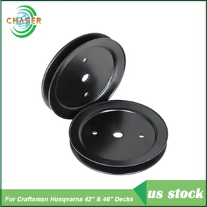 2 Spindle Pulleys For Craftsman 195945 197473 195945-A Husqvarna 42" & 46" Decks - Picture 1 of 5