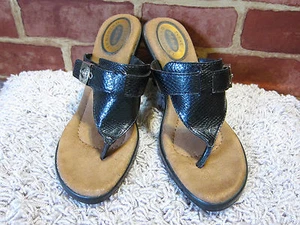 DR SCHOLL'S "THE ORIGINAL" SASHAY BLACK TEXTURED WEDGE SANDALS SZ 8M 1078 - Picture 1 of 11