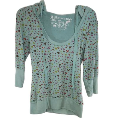 Sudadera con Capucha Vintage American Rag Cie Verde Mangas 3/4 Talla S Foto 1 de 4