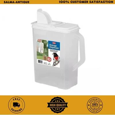 Contenedor y dispensador de almacenamiento de semillas para aves de alimento para mascotas de 8 cuartos de galón con caño de plástico transparente Foto 1 de 4