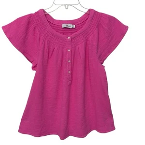 Top Vineyard Vines para mujer pequeño de gasa mangas aleteadas callado popover informal - Imagen 1 de 8