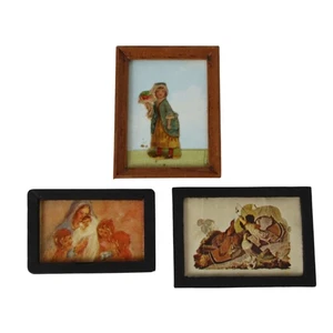 Vintage Puppenhaus Miniatur Bild gerahmt Kunstwerk Wandkunst Dekor Menge 3 - Bild 1 von 12