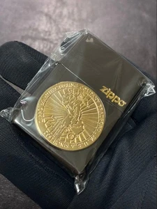 Zippo Windy Gold Metal Black One Sided Processing Lighter Regular Japan - Bild 1 von 6