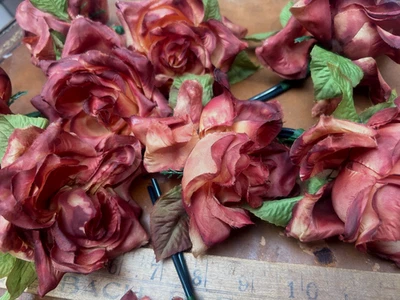 Flor de seda sombrerería vintage rosa 4" maracuyá 1 pieza hecha en Japón Foto 1 de 4