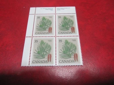 CANADA Unitrade# 721 35c MEDIUM-VALUE TREE DEFS. UL PLATE #1 BLOCK MNH - Image 1 of 2