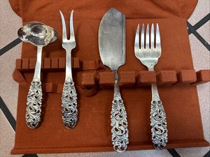 Norwegian Silver Color Set Fork Spoon Scrolling Leaves Design 60 GP Teapot Mark - Picture 1 of 11