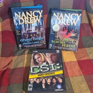 Nancy Drew PC CD Games Mystery 6 And 7 And CSI Hard Evidence PC Vintage Games - Picture 1 of 16