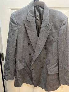 John Weitz 48R Houndstooth 100% Wool Flannel Mens Blazer Suit Jacket Sport Coat - Picture 1 of 18
