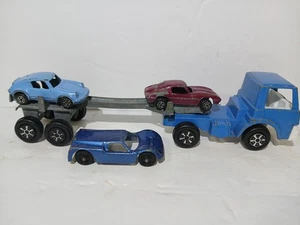 Lot Of 5 Vintage Tootsie Toy Truck, 3 Cars & Trailer 1970 U.S.A Pressed Steel - Picture 1 of 19