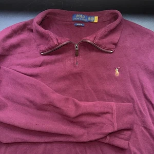 Polo Ralph Lauren maglione bordeaux, 1/4 zip estate maglia costine uomo taglia XXL 2XL - Foto 1 di 5