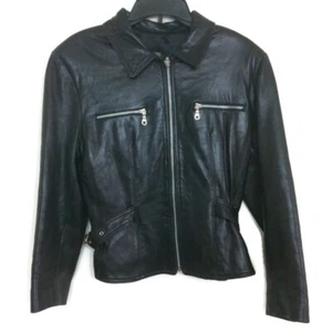 Giacca Moto Vintage Laurence Roy Donna 100% Pelle di Agnello Pelle Morbida Small Petite - Foto 1 di 8