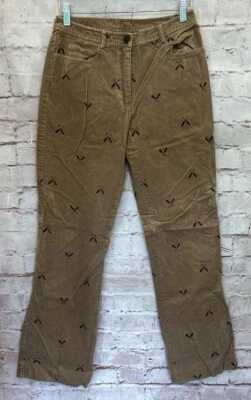 Vintage Lilly Pulitzer Jeans 2 Brown Corduroy Embroidered Oars Cropped 26x29 - Image 1 of 4