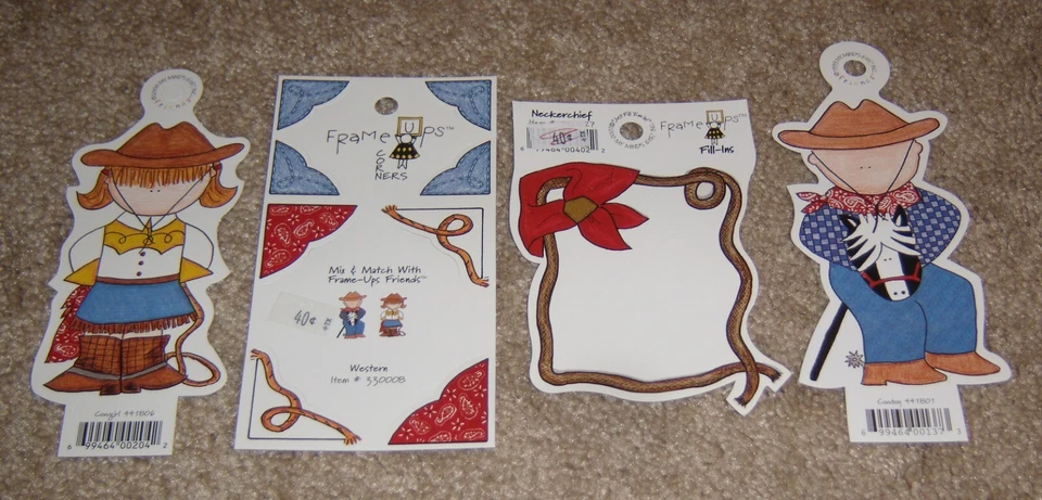 Lote de cuatro troquelados My Mind's Eye Friend... Vaquera/Vaquero, esquinas y relleno. Foto 1 de 1