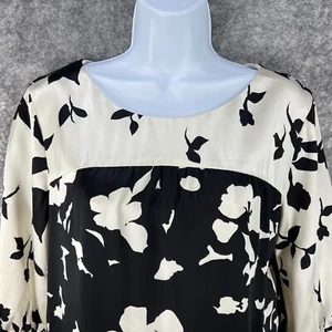 Vince Dress Women Small Off White Black Lux Silk Shadow Floral Lined Shift Flowy - Picture 1 of 12