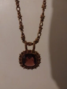 Vintage Swarovski Necklace Gold Tone with Purple Stones and Signed with Swans - Picture 1 of 6