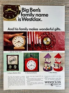 Westclox Clock Big Ben Alarm Baby Magic Touch Normandy 1967 Vintage Print Ad - Picture 1 of 1