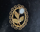 Vintage KL Karen Lynne 14k Gold gefüllt echter Opal Blumenmuster filigran Brosche M129