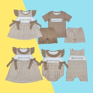 Father's Day Party Clothing Sibling Daddy's Girls Boys Dear Suits - Picture 1 of 6
