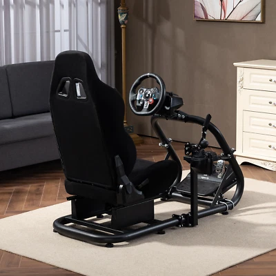 Minneer G29 Racing Simulator Cockpit Stand & Black Seat Fit Logitech G920 - Image 1 of 4