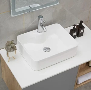 PetusHouse Bathroom Vessel Sink And Pop Up Drain Combo Rectangle Above Counter - Picture 1 of 2