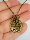20" Brass Fairy & "I love you to the moon & back" Charm Pendant Necklace