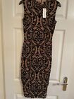 Chic Boutique Rose Sleeveless Bodycon Dress - Size Large - Brown & Black - New