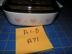 Corning Ware Forever Yours Heart Casserole Dish Pyrex Amber A-1-B 1 Liter VTG - Picture 1 of 2