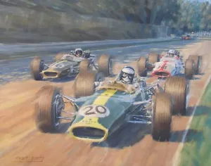 Lotus 49 Jim Clark década de 1960 F1 Fórmula Uno deportes de motor carreras coche clásico estampado artístico - Imagen 1 de 1