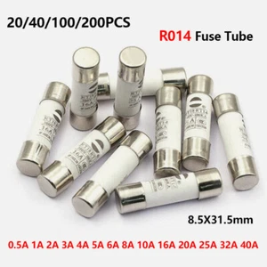 R014 Fuse Core 8.5X31.5mm RT14 Ceramic Fuse Tube RT19 Fuses 0.5A 1A 2A 3A 8A 40A - Picture 1 of 7
