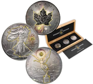 2015 GOLD NUGGET EDITION America Set Walking Liberty Maple Leaf Libertad 3 Oz - Picture 1 of 13
