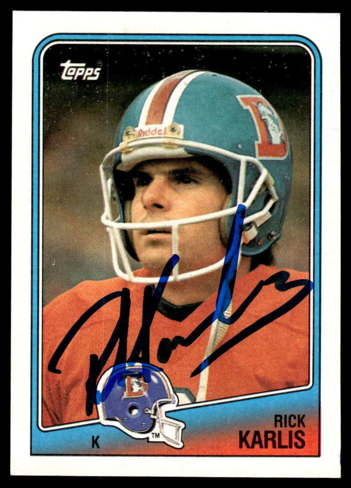 Rick Karlis Signed DENVER BRONCOS Card   1988 Topps - Image 1 of 1