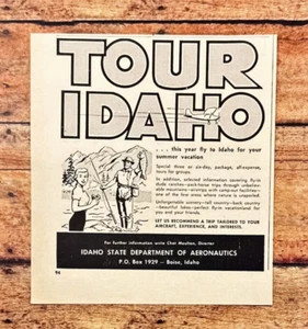 Pubblicità Stampa Vintage Tour Idaho 1960 Dipartimento di Stato dell'Aeronautica Boise ID - Foto 1 di 6