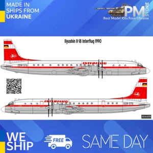 BSmodelle 144600 1/144 Ilyushin Il-18 Interflug decalcomania per kit modellino aereo - Foto 1 di 2