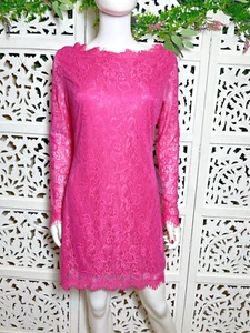 NWT Alexia Admor Women's Hot Pink Lace Long Sleeve Dress Size Medium - Picture 1 of 10