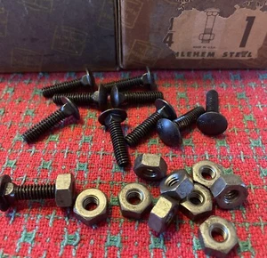 Vintage Bethlehem Stahl I-Beam Logo 1/4-20 x 1" Wagenschraube mit Mutter 10 Stück 🇺🇸 - Bild 1 von 3