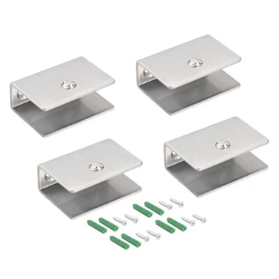 4pcs Glass Shelf Brackets Stainless Steel Glass Clamp Rectangle for 10-14mm - Image 1 of 4