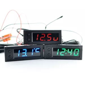 3In1 Car Electronic Digital Clock W/ Temp & Battery Voltage Display Accessories - Picture 1 of 12