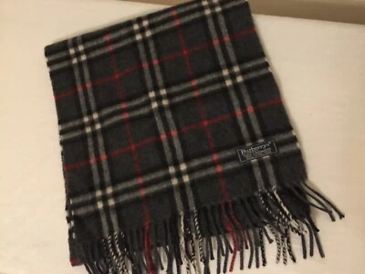 Bufanda a Cuadros Burberry Of London 100% Gris Cachemira De Colección Hecha en Inglaterra - Agujero Foto 1 de 4