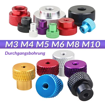Rändelmutter M3 M4 M5 M6 M8 M10 Durchgangsloch Aluminium hohe Form Raendelmutter - Bild 1 von 4