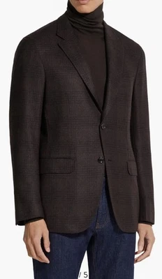 Abrigo deportivo ZEGNA 'Atelier' Couture XXX Glen a cuadros cachemir y seda US 42 $5750 Foto 1 de 4