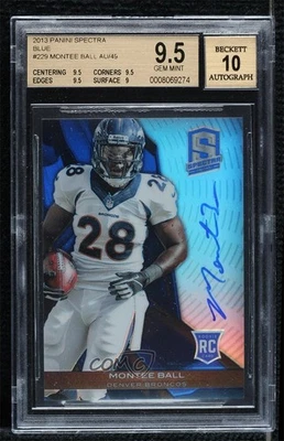2013 Spectra Blue Signatures /49 Montee Ball BGS 9.5 GEM MINT Rookie Auto RC - Image 1 of 2