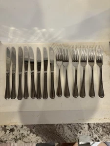 Oneida Stainless Flatware Hollis Tress Set Of 14 Glossy 8 Knives 6 Forks NICE - Picture 1 of 20
