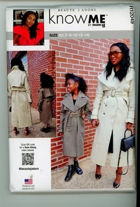 KNOW ME SEW PATTERN # R12049 SIZE K5 (7-14) GIRLS & MISSES TRENCH COAT - Picture 1 of 2