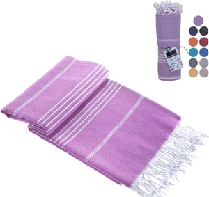 Toalla de playa turca, prelavada, 100 % algodón, suave, absorbente, secado rápido, arena Fr - Imagen 1 de 12